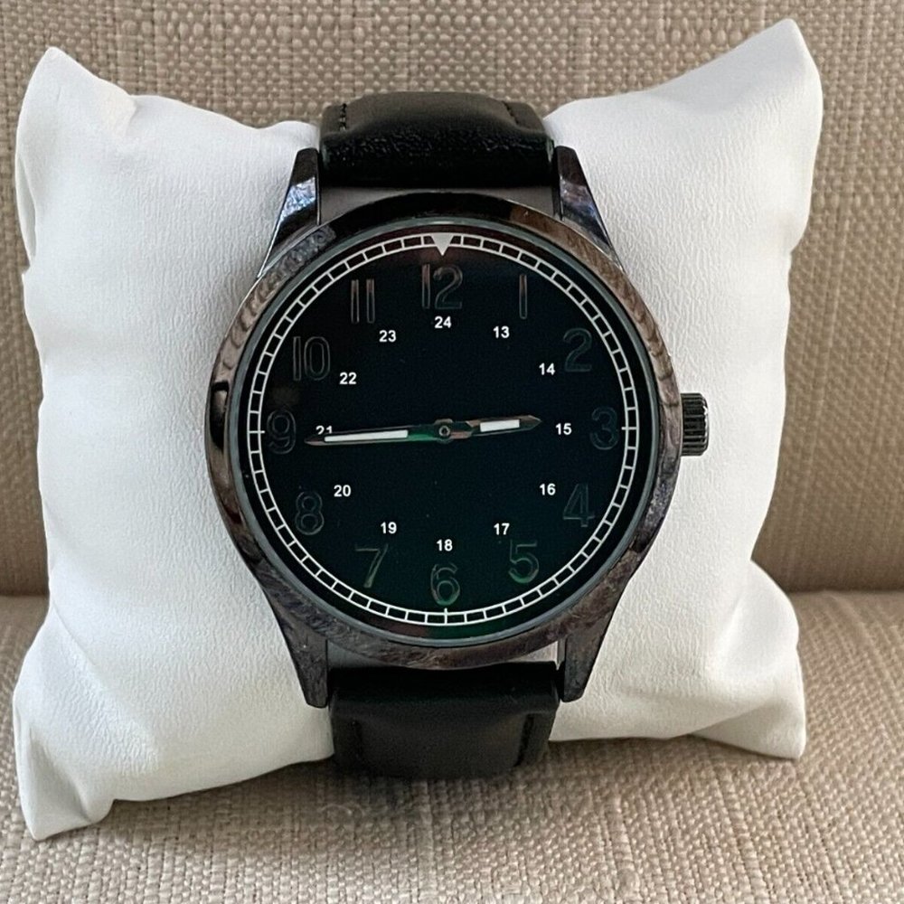 FMD Men Wristwatch Black Leather Band Analog Quartz Watch - Picture 3 of 11